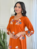 Cotton Slub Floral Embroidered Kurti (GFHBP)