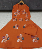 Cotton Slub Floral Embroidered Kurti (GFHBP)