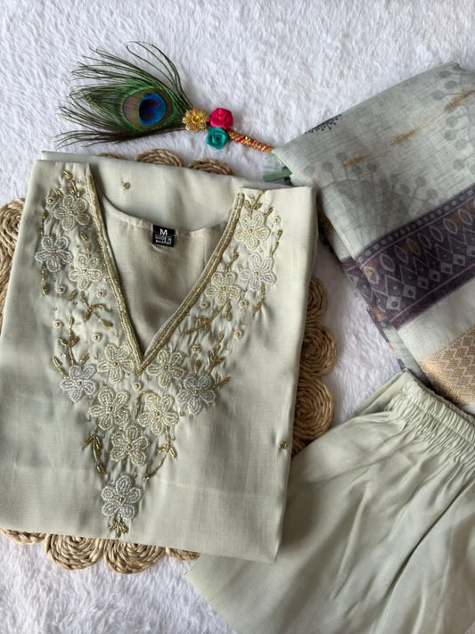 Roman Silk Kurta Set with Heavy Chanderi Dupatta (ASC)