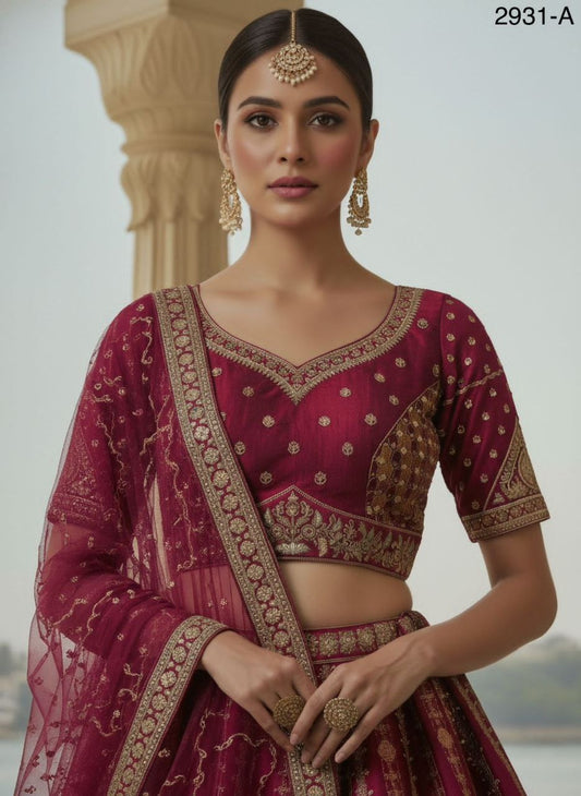 Embroidered Perfect Lehenga Choli With Double Dupatta (RO)