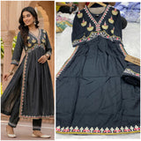 Premium Rayon Nayra Cut Embroidered Cord Kurti Set (GFHBP)