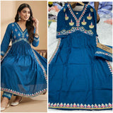 Premium Rayon Nayra Cut Embroidered Cord Kurti Set (GFHBP)