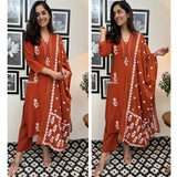 Designer Cotton Straight Kurta Set with Dupatta (GFHBP)