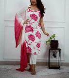 Printed Cotton Kurta Set with Sequence Work & Dupatta (GFHBP)