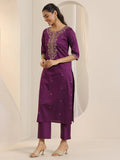 Kurta Set in Roman Silk with Embroidery and Matching Dupatta (ASC)