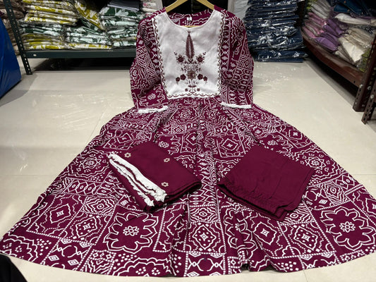 Heavy Export Quality Rayon 3-Piece Kurti Set (GFHBP)