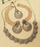 Premium Reverse AD Necklace Set with Earrings & Tikka (RO)