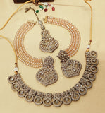 Premium Reverse AD Necklace Set with Earrings & Tikka (RO)