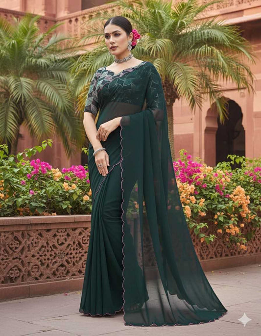 Georgette Plain Saree