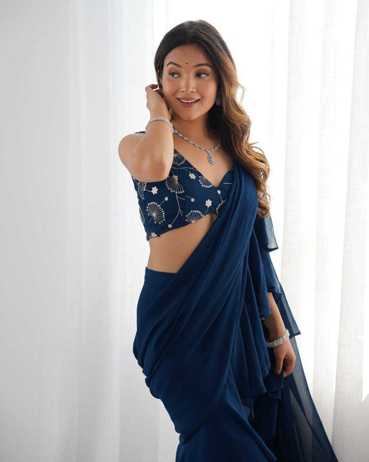 Faux Georgette KESH595 N56 Ready To Wear Saree