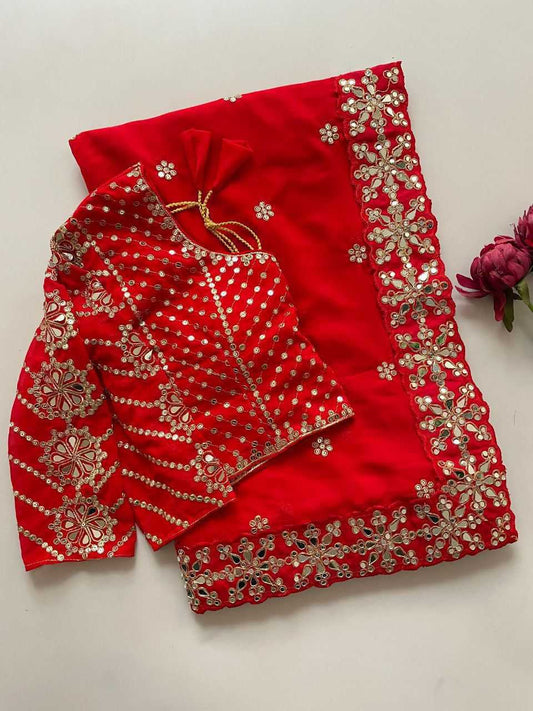 Georgette RIN134 MEGHANA-2 Embroidered Cutwork Mirror Work Saree