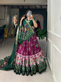 Tusser Silk Lehenga Choli with Intricate Print and Dupatta