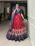 Tusser Silk Lehenga Choli with Intricate Print and Dupatta