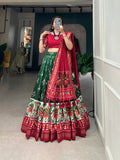 Tusser Silk Lehenga Choli with Intricate Print and Dupatta