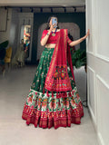 Tusser Silk Lehenga Choli with Intricate Print and Dupatta