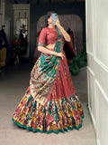 Tussar Silk Lehenga Set with Perfect floral patola print design