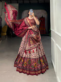 Tussar silk Lehenga MAROON / GREEN / BLACK / PURPLE