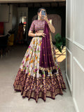 Tussar Silk Lehenga Set with Perfect floral patola print design