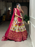Tussar Silk Lehenga Set with Perfect floral patola print design
