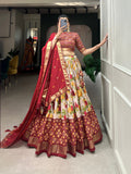 Tussar Silk Lehenga Set with Perfect floral patola print design