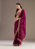 Satin Silk Saree with Sequins & Jari Dori Work (RO)