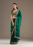 Satin Silk Saree with Sequins & Jari Dori Work (RO)
