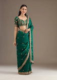 Satin Silk Saree with Sequins & Jari Dori Work (RO)