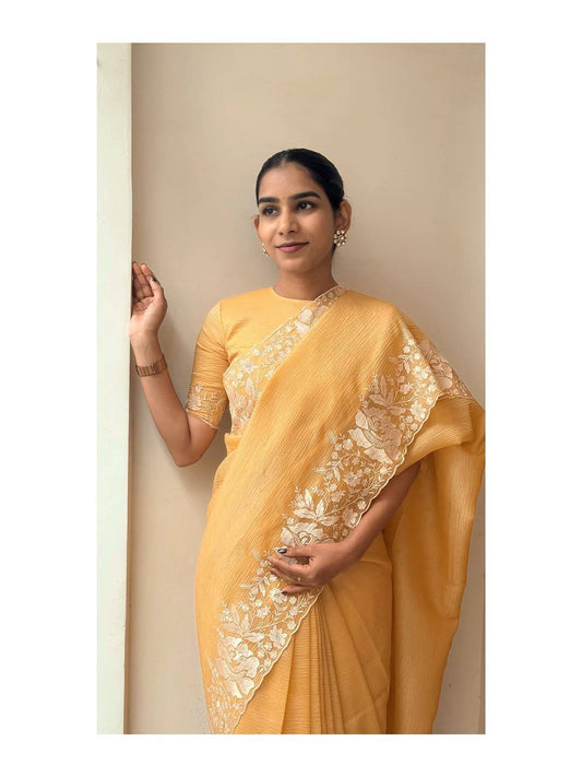 Designer Bandhej Candy Crush Silk Saree with Embroidered Border (RO)