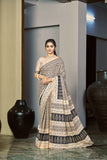 Mulmul Silk Pure Cotton Saree with Zari Border (RO)
