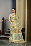 Mulmul Silk Pure Cotton Saree with Zari Border (RO)