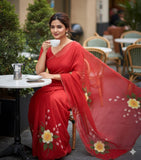 Pure Soft Georgette Silk Saree with Digital Floral Prints (RO)