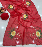 Pure Soft Georgette Silk Saree with Digital Floral Prints (RO)