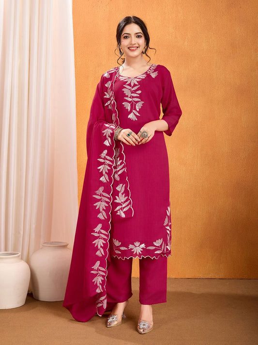 Elegant Vichitra Silk Kurta Set (RO)