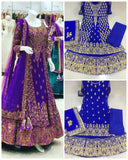 Premium Bridal 2-in-1 Lacha / Lehenga / Suit – Raspberry Pink & Royal Blue (RO)