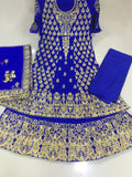 Premium Bridal 2-in-1 Lacha / Lehenga / Suit – Raspberry Pink & Royal Blue (RO)