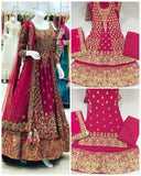 Premium Bridal 2-in-1 Lacha / Lehenga / Suit – Raspberry Pink & Royal Blue (RO)