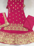 Premium Bridal 2-in-1 Lacha / Lehenga / Suit – Raspberry Pink & Royal Blue (RO)