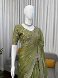 Premium Jimmy Choo Saree with Thread & Sequins Embroidery (RO)