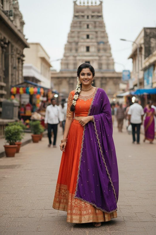 Fully Stitched Viscose Silk Lehenga Set with Dupatta (RO)