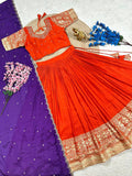 Fully Stitched Viscose Silk Lehenga Set with Dupatta (RO)