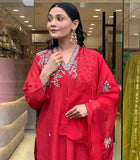 Chanderi Silk Kurta Set with Matching Embroidered Dupatta (RO)