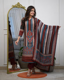 Rayon Kurta Set with Matching Pant and Printed Dupatta (RO)