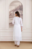 Chanderi Kurta Set with Embroidered Kurti, Chanderi Pant & Organza Dupatta (RO)