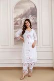 Chanderi Kurta Set with Embroidered Kurti, Chanderi Pant & Organza Dupatta (RO)
