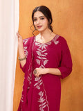 Vichitra Silk Kurta Set with Full Embroidery & Matching Dupatta (RO)