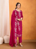 Vichitra Silk Kurta Set with Full Embroidery & Matching Dupatta (RO)