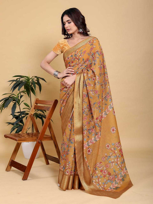 Linen Cotton Printed Saree