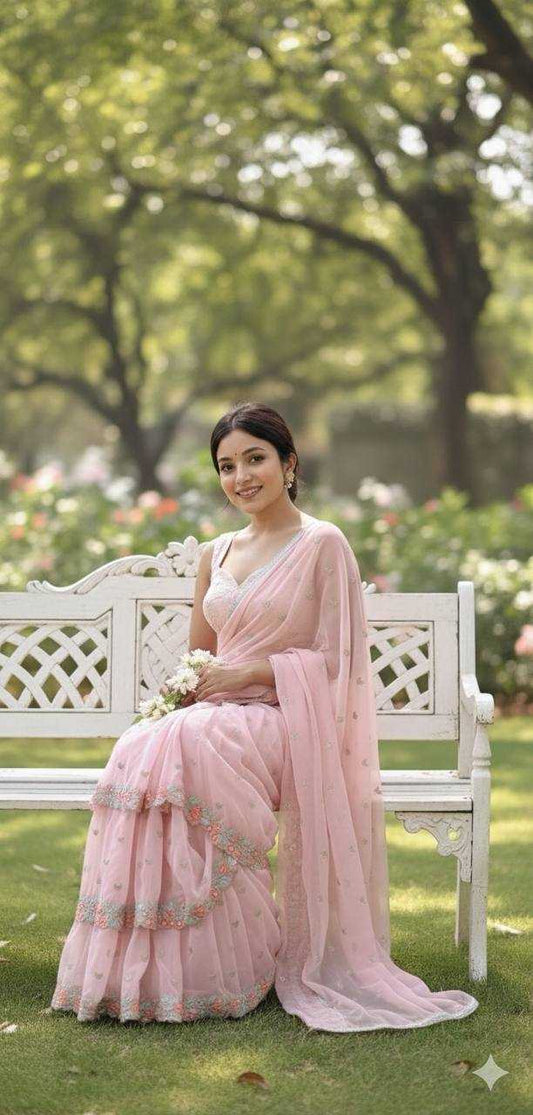 Georgette Embroidered Saree