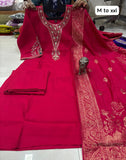 HAND WORK KURTI WITH PANT & UNIQUE BANARASI DUPATTA  (GFHBP)