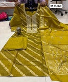 PITHA WORK KURTI WITH SANTON PANT & UNIQUE BANARASI DUPATTA (GFHBP)